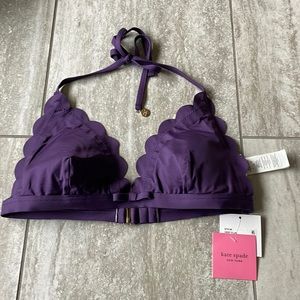 Kate Spade Deep plum Purple Spaghetti strap
Scalloped  Bikini Swim Top Large